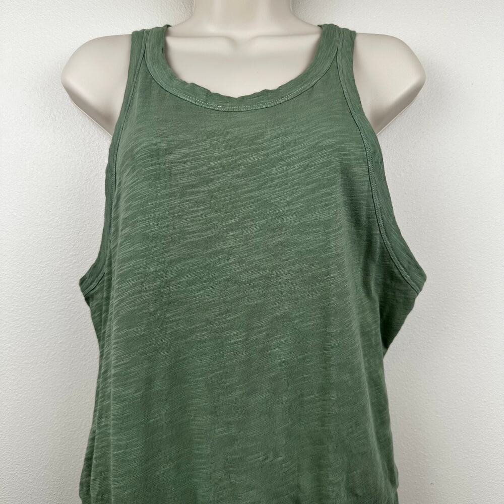 The Normal Brand Dress Slub Knit Tulip Sleeveless Rouching Fern Green L Beachy - Picture 4 of 12